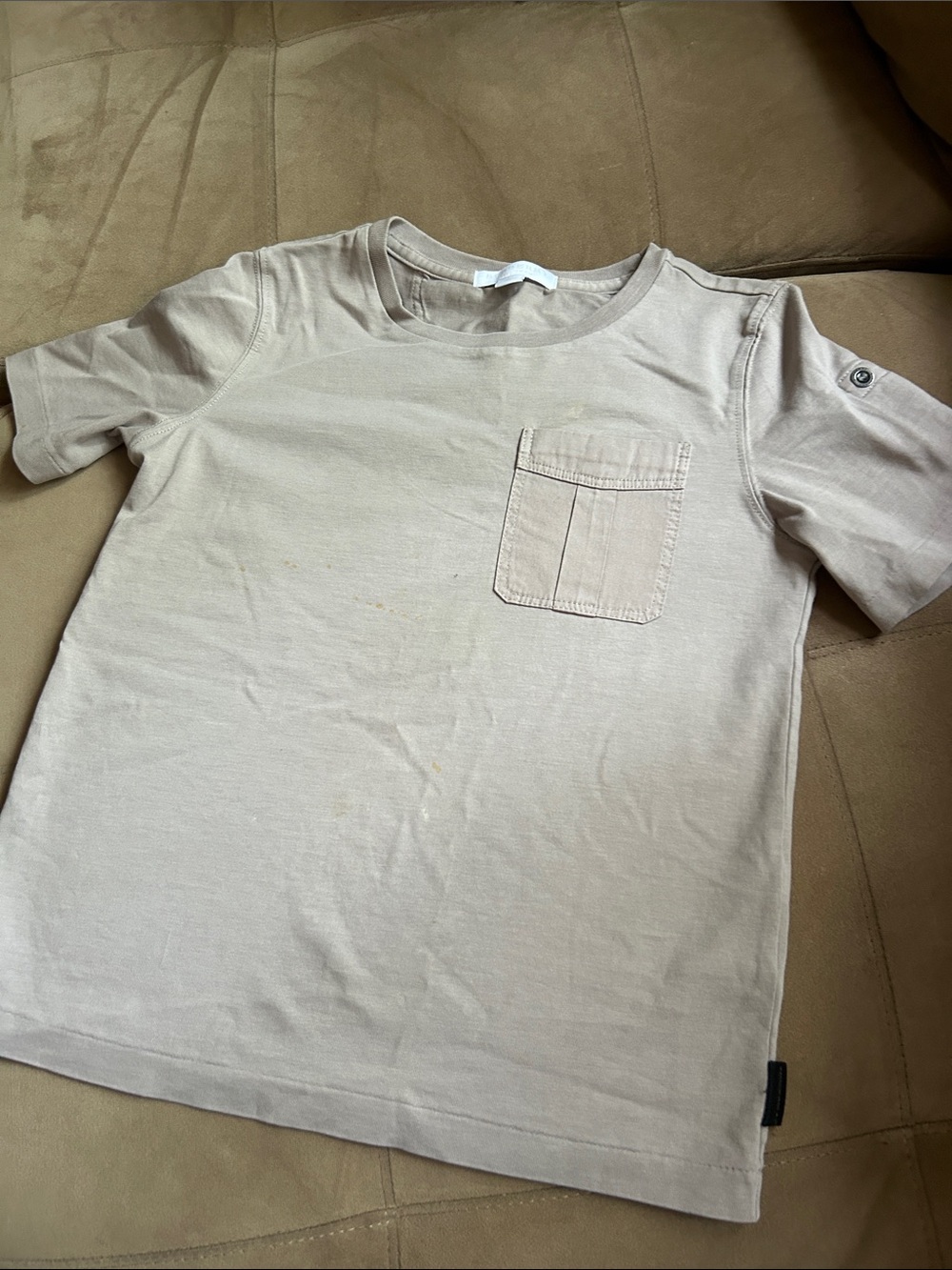 Burberry Kids Short Sleeve Pocket Tee in Light Beige